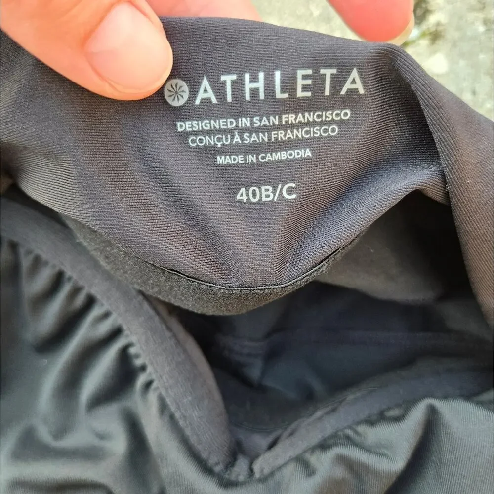 ATHLETA TANKINI Size 40B/C Black SQUARE NECK V BRA‎ CUP